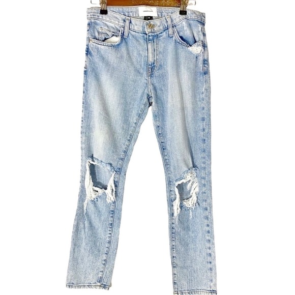 Current/Elliot High Waist Light Wash Distressed Jeans - Picture 1 of 6